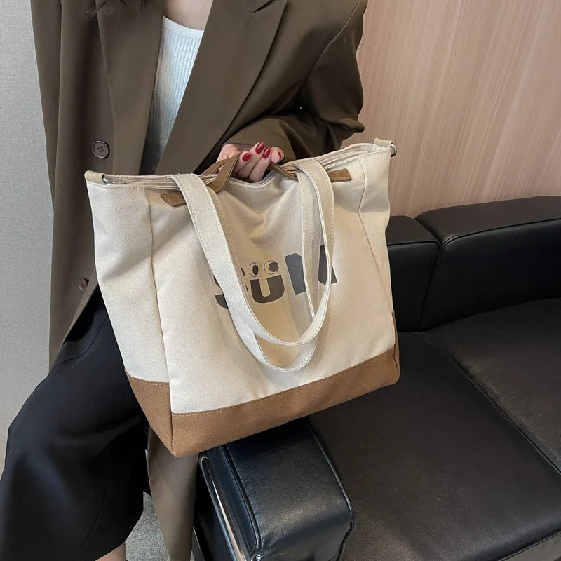 Canvas Shoulder Bags Women Large Capacity Lightweight Casual Messenger Bag
