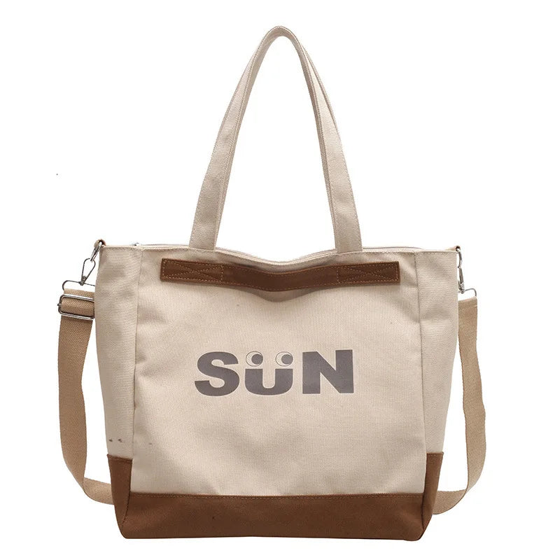 Canvas Shoulder Bags Women Large Capacity Lightweight Casual Messenger Bag