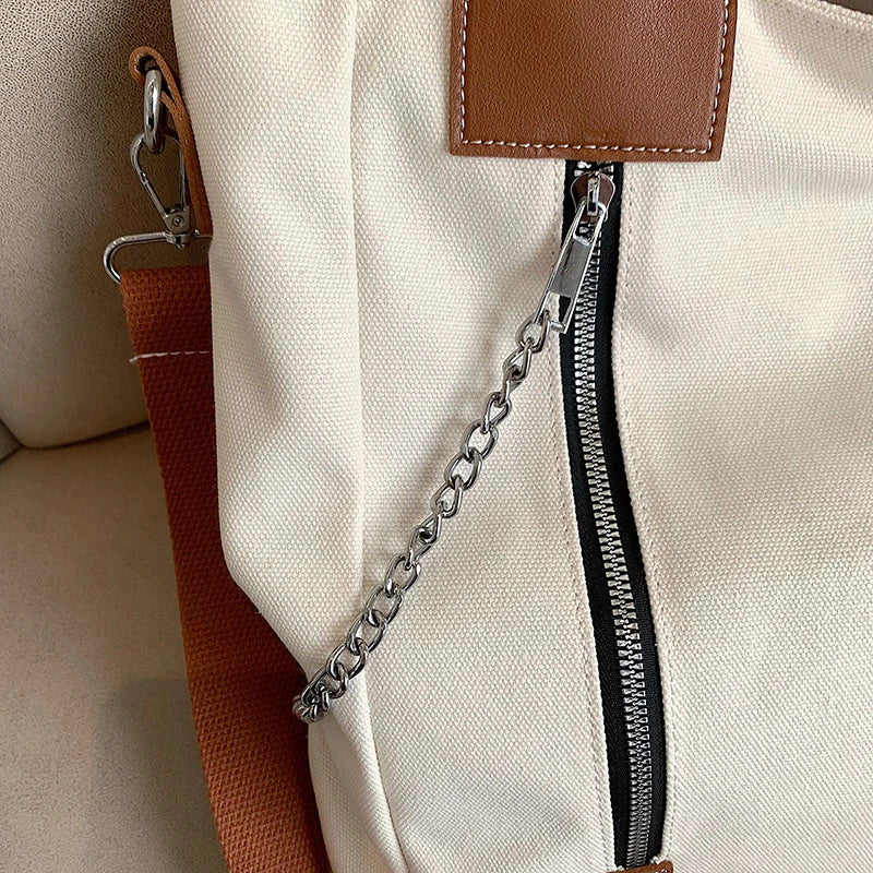 Canvas Shoulder Bags for Women Leisure Or Travel Bags Solid Totes