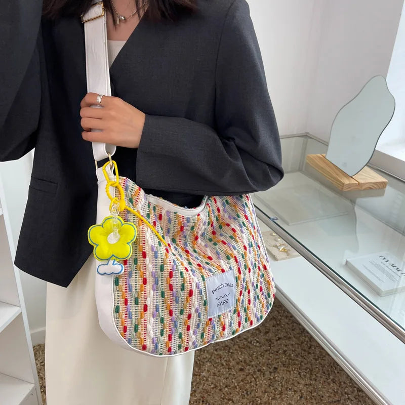 Canvas Shoulder Crossbody Bags for Woman Large Satchel Female Messenger Shopper