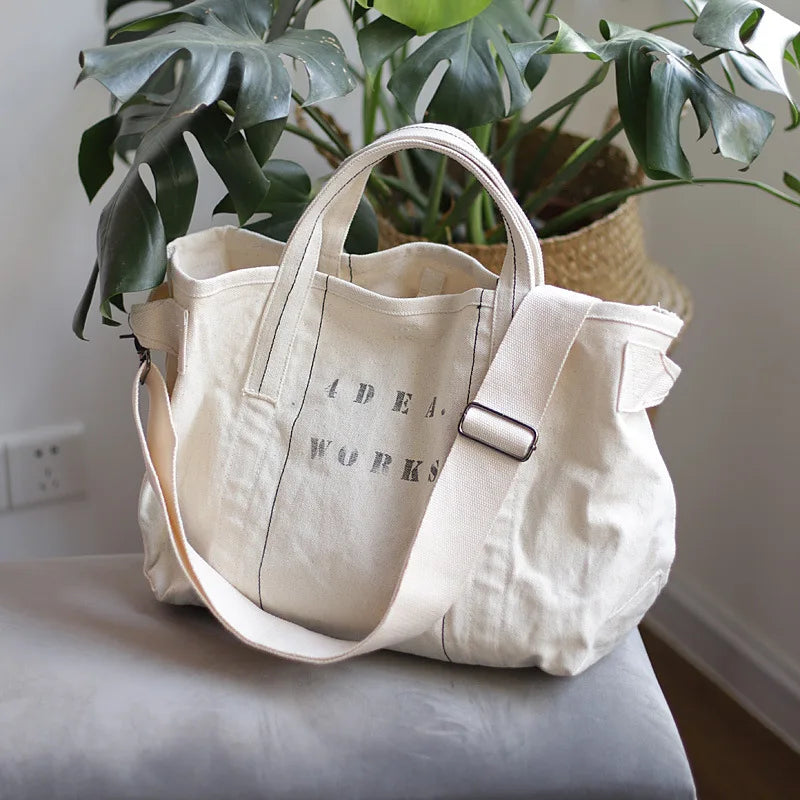 Canvas Shoulder Messenger Bag Retro Handbag Casual Letter Printing