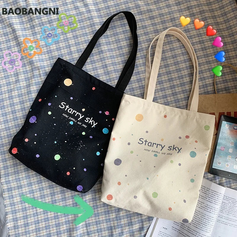 Canvas Shoulder Shopper Bag for Women Large Capacity Ladies Daily Shopping Bags