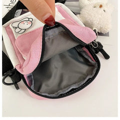 Canvas Shoulder Women's Bag Cartoon Printed Small Messenger Crossbody Phone Bag