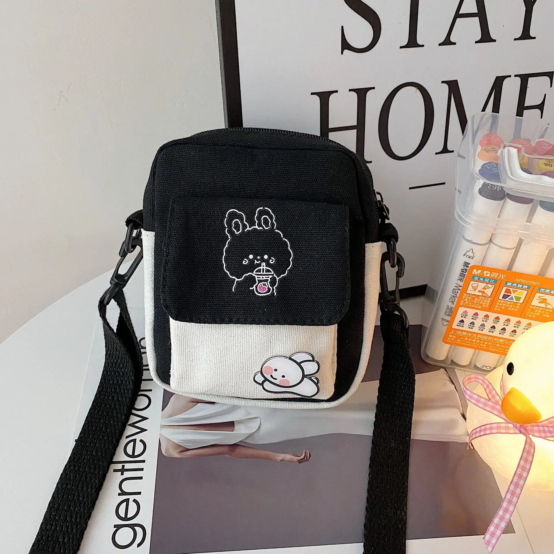 Canvas Shoulder Women's Bag Small Crossbody Bag for Girl Students