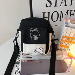 Canvas Shoulder Women's Bag Small Crossbody Bag for Girl Students