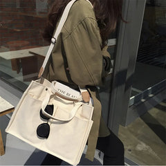 Canvas Totes Messenger Bag with Multiple Pockets Large Shoulder Handbag