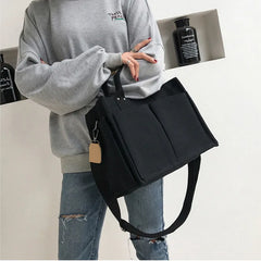 Canvas Totes Messenger Bag with Multiple Pockets Large Shoulder Handbag