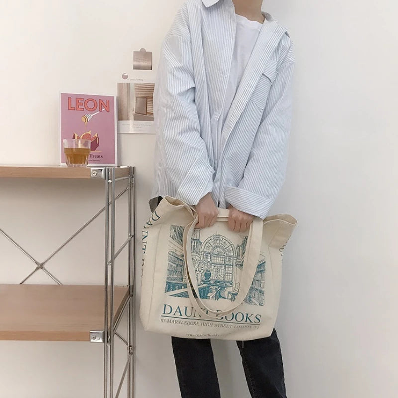 Canvas Single Handbag Large Capacity Versatile Shoulder Bag