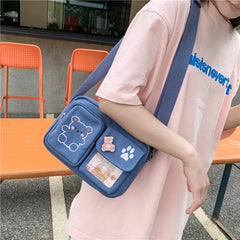 Canvas Small Bag Japanese ins Women Shoulder Bag Funny Personality Embroidery Be