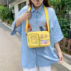 Canvas Small Bag Japanese ins Women Shoulder Bag Funny Personality Embroidery Be