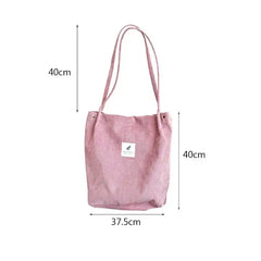 Corduroy Shoulder Bag Top-Handle Crossbody Tote Bag College Style