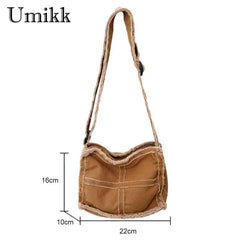 Canvas Book Bag Soft Literary Ladies Handbag Vintage Casual Adjustable Strap