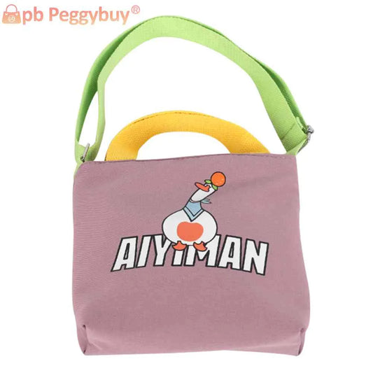 Canvas Top Handle Bag Cartoon Crossbody Hand Bag Animal Prints Zipper