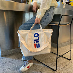Canvas Tote Bag Large Capacity Letter Print Handbag