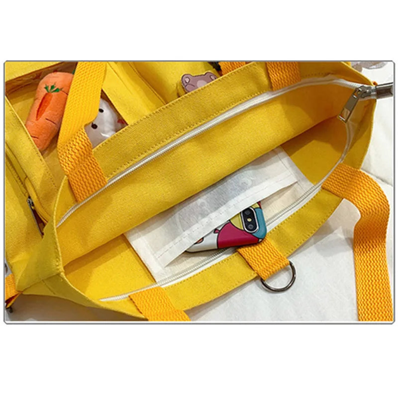 Canvas Tote Bags Women Shopper Handbags Cartoon Rabbit Carrot