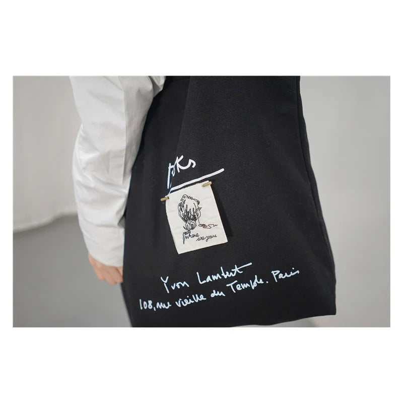 Canvas Tote Shoulder Bag Cotton Shopping Bags for Women Champagne Double Strap