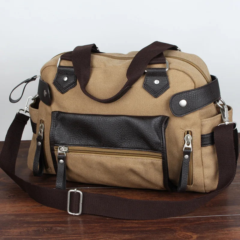 Canvas Travel Bags Hand Luggage Tote Bag With Side Pockets
