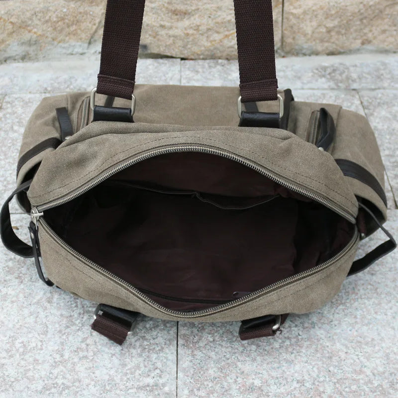 Canvas Travel Bags Hand Luggage Tote Bag With Side Pockets