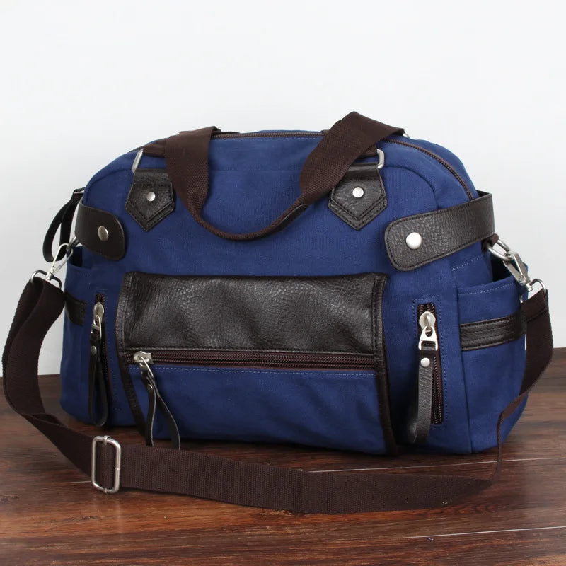 Canvas Travel Bags Hand Luggage Tote Bag With Side Pockets