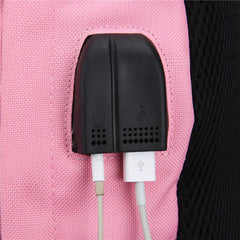 Canvas USB School Bags for Girls Teenagers Backpack Women Bookbags