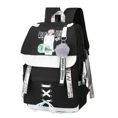 Canvas USB School Bags for Girls Teenagers Backpack Women Bookbags