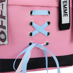 Canvas USB School Bags for Girls Teenagers Backpack Women Bookbags