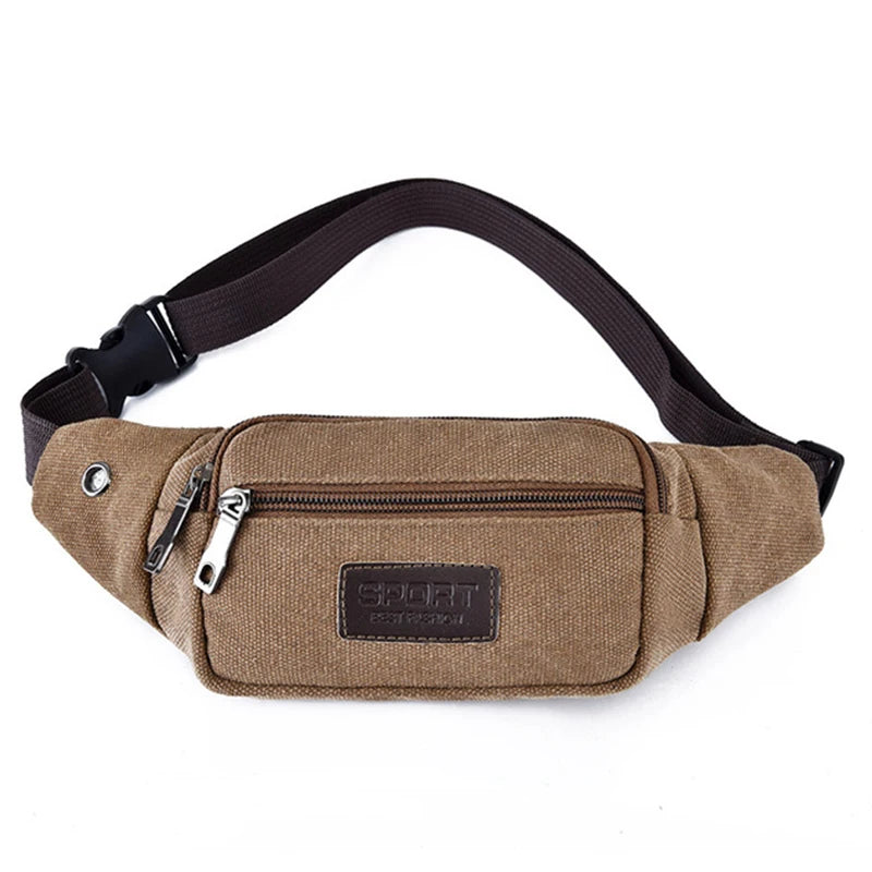 Canvas Waist Bag Unisex Waist Bag Mobile Phone Bag Convenient Belt Banana Bag