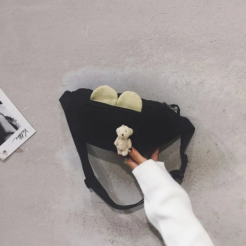 Canvas Waist Pack Women Belt Lovely Cartoon Casual Travel Female Fanny Pack