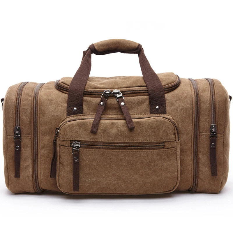 Canvas Weekend Shoulder Bag for Men - Large Capacity Travel Duffel