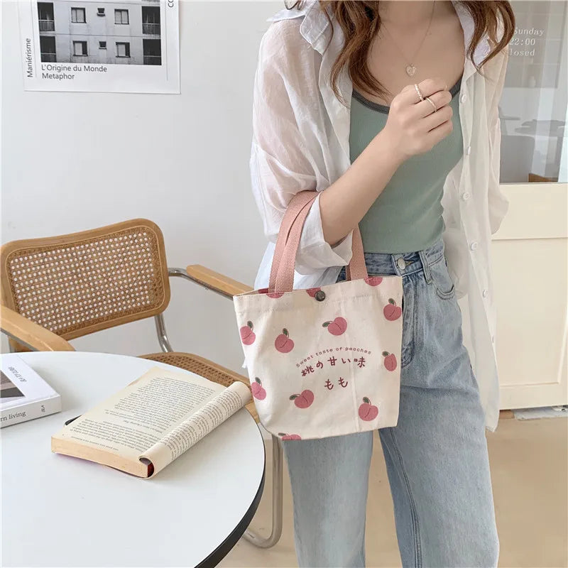 Japanese Peach Printed Eco Reusable Mini Shopping Bag