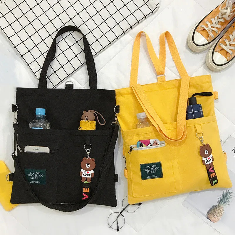 Canvas Women Handbags Shoulder Bags Large Capacity Folding Shopping Tote Bag