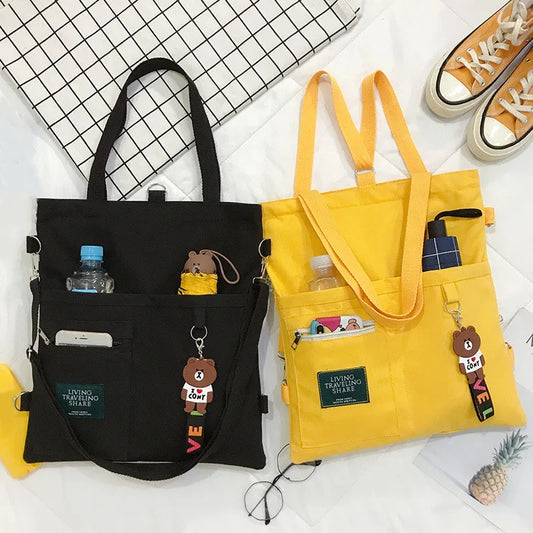 Canvas Women Handbags Shoulder Bags Large Capacity Folding Shopping Tote Bag