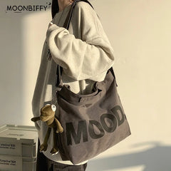 Canvas Women Messenger Bag Art Vintage Big Shoulder Satchels Harajuku Hip Hop