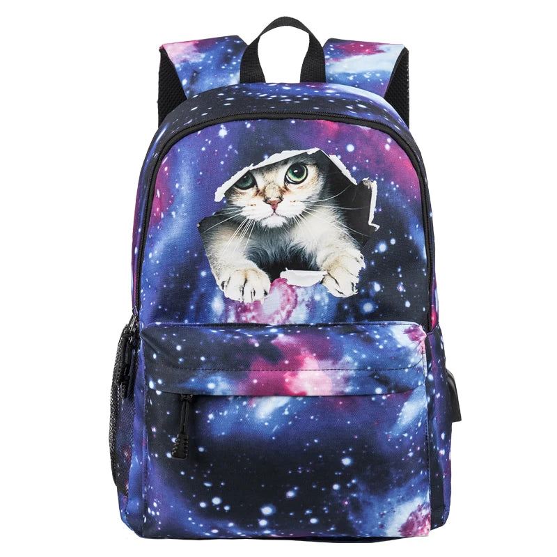 Canvas Women School Backpacks USB Charging Backpack Female School Bags