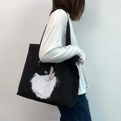 Canvas Women Shoulder Bag Large Bookbag Cotton Cloth Japanese Woman Handbags