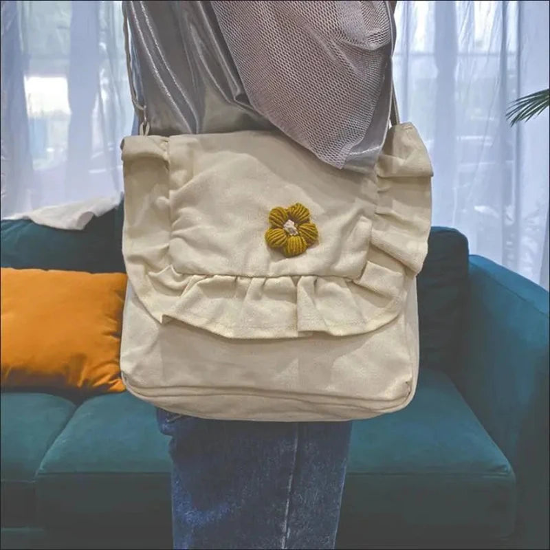 Canvas Lace Crossbody Shoulder Bag Schoolgirl Handbag