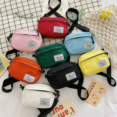 Canvas Crossbody Bag Unisex Small Solid Square Shoulder Pack Handbag