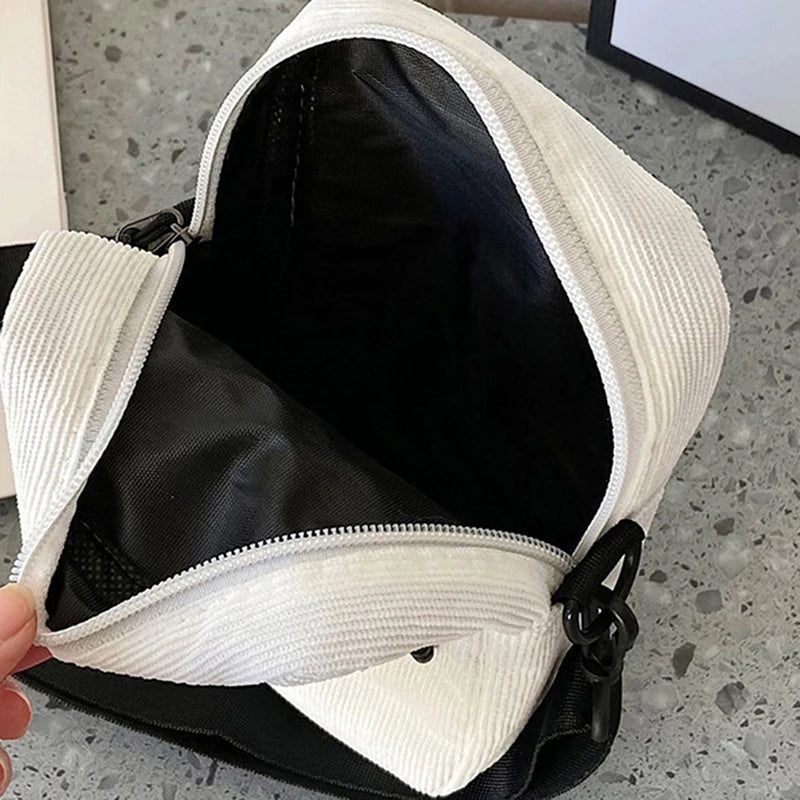 Canvas Crossbody Bag Small Shoulder Handbag Solid Zipper Purse