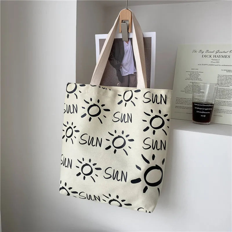 Canvas Women's Handbags Large Capacity Literary Shoulder Bag For Girls Student