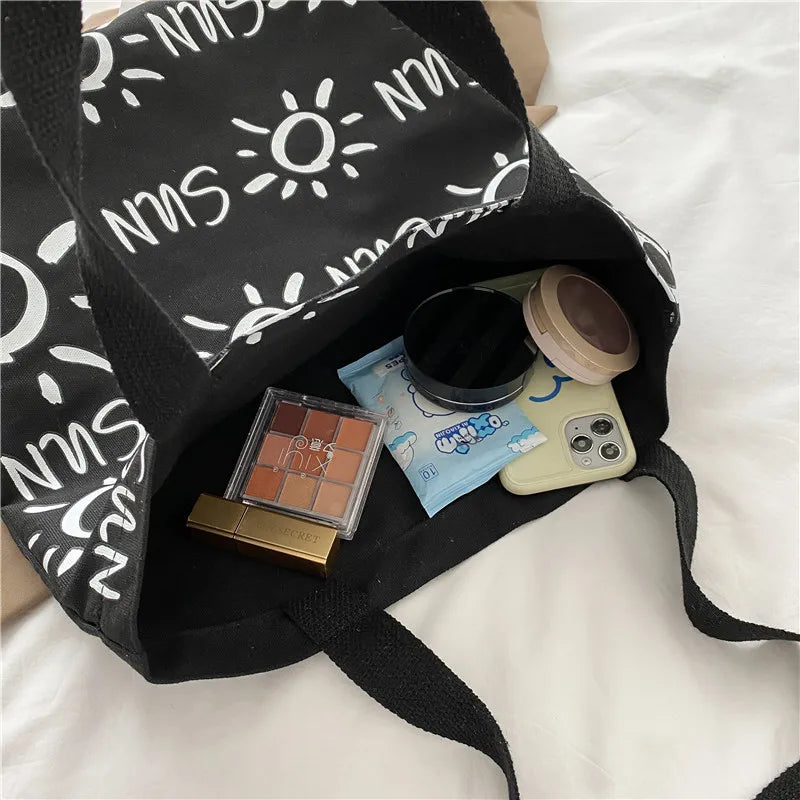 Canvas Women's Handbags Large Capacity Literary Shoulder Bag For Girls Student
