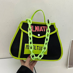 Canvas Chain Shoulder Bag Casual Totes Ladies Crossbody Bag