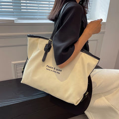 Large Capacity Women's Canvas Tote Bag for Shopping and Shoulder