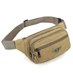 Canvas Waist Bag Men's Multi-Compartment Sports Chest Bag