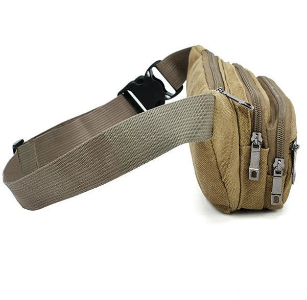 Canvas Waist Bag Men's Multi-Compartment Sports Chest Bag