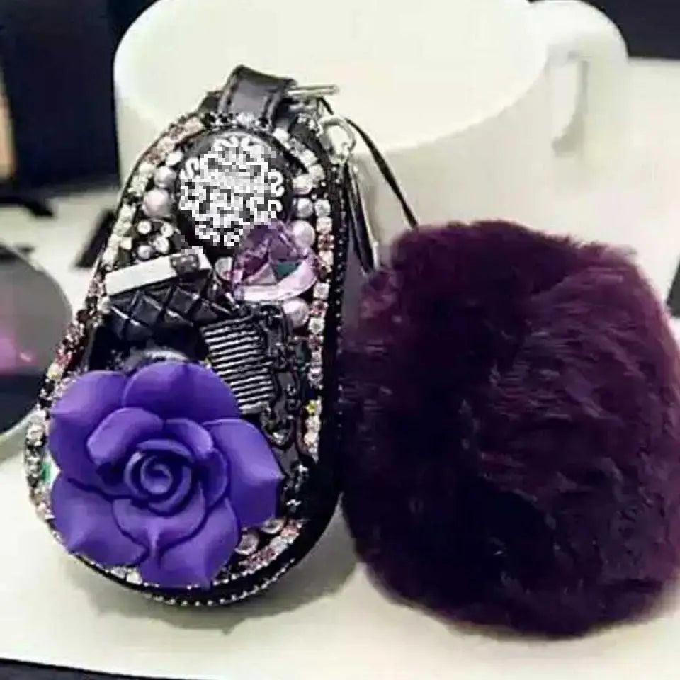 Cartoon Flower Key Bag Hand Flash Diamond Key Holder Purse