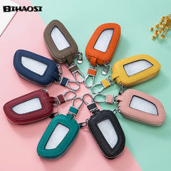 Universal Leather Car Key Bag - Transparent Key Chain