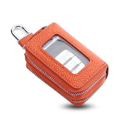 Car Key Bag Leather Multi-function Double Zipper