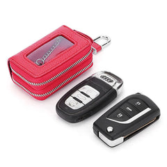 Car Key Bag Leather Multi-function Double Zipper
