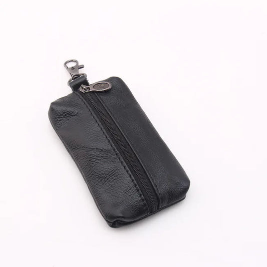 Leather Car Key Case Wallet Zipper Bag Keychain Holder Organizer