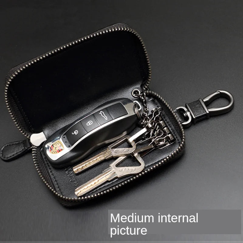 Sheepskin Weaving Zipper Car Key Case Multi-functional Key Bag